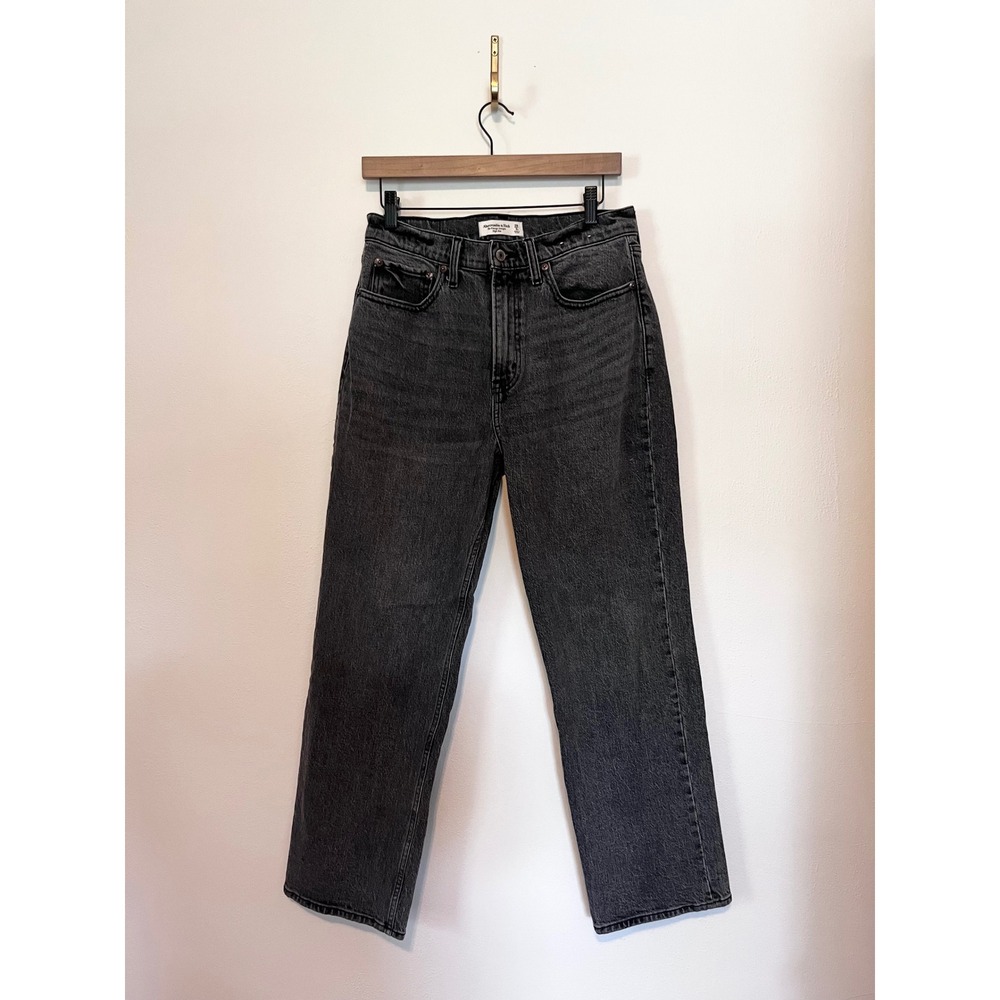 Abercrombie & Fitch The Vintage Straight High Rise Jeans Black Wash 28 6R